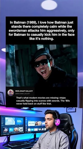 Batman (1989): Batman Stands Calm While Swordsman Attacks