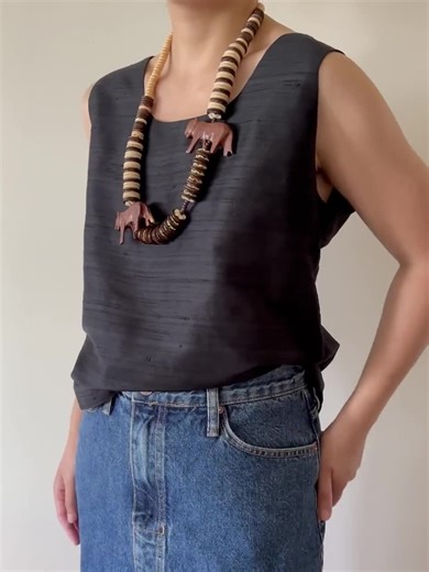 Vintage Silk Tank Top Silk Shirt Silk Blouse Silk Top Minimalist Black Raw Silk Capsule Wardrobe 90s Retro Vintage Style Size S/M - Etsy