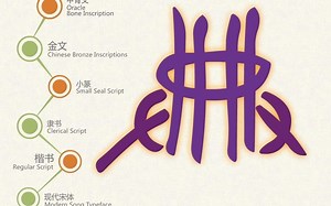 汉字演变之“典”字。《说文解字注》典：五帝之書也。从𠕋在丌上。尊閣之也。莊都說。典、大𠕋也。𥮏。古文典。从竹。
