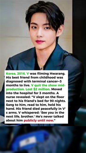 What Happened to BTS V's Best Friend During Hwarang Filming Will Make You Cry Hours 😢 #shorts