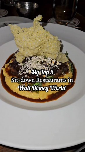 Here are my top five sit down meals in Walt Disney World and yes choosing only five was a struggle. Disney food is an experience all on its own and these spots never miss. What’s on your must try list #DisneyEats #yummy #Dining #Disney #madeformagic | Rainy's Magical Moments