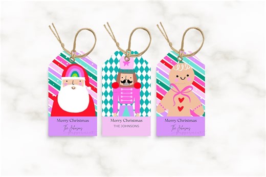 Personalized Christmas Tags 5-pack: Editable CANVA Template (digital Download) - Etsy