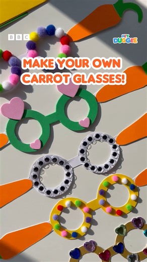 Time to make your very own Carrot Badge Festival glasses (as worn by IDLES)! Whether you make the adorable originals, or go wild with decorations, they're sure to look soo coool, man! 🥕✨ Vist our website! 🧡 | CBeebies Parenting
