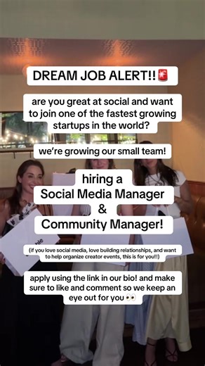 dream job, incoming 👀 benable just hit 1,000,000 users (!!) and we’re hiring a social media & community manager if you love social, building real relationships, and creator events: this one’s for you 🧡 apply via link in bio like/comment so we can keep an eye out #socialmedia #hiringnow
