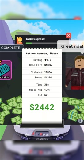 Delivery Racer to Da Hills Get Spring item - Taxi Boss Roblox shorts #taxiboss #roblox