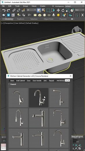 An easy way to create a kitchen sink and faucet in 3ds max