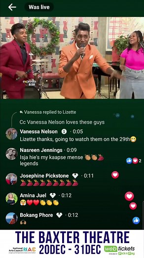 Live Performance Highlights from Baxter Theatre December 3