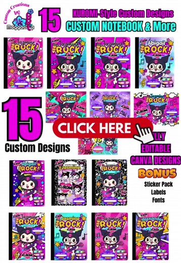 15 Editable Kuromi-Style Canva Pro Templates