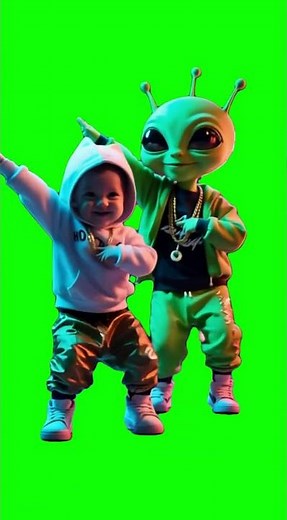Alien & Kid Dance Green Screen #kidsdance #cutebaby #fyp
