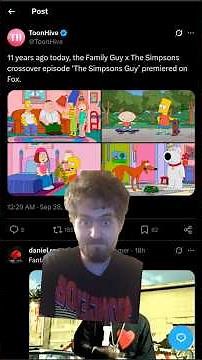 11 years ago Family Guy x The Simpsons crossover episode ‘The Simpsons Guy’