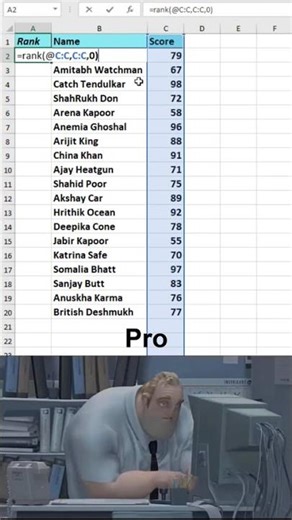How to use the RANK function in excel 😱 #excel #office #spreadsheet