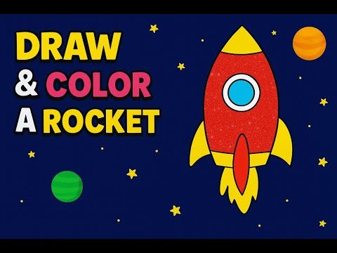“Draw & Color a Rocket 🚀 | Fun Space Facts & Easy Coloring for Kids!”