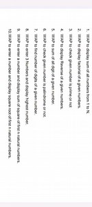 1. WAP to display sum of all numbers from 1 to N .2. WAP to di... | Filo