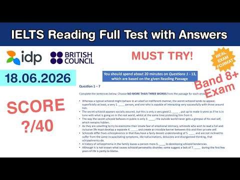 IELTS Reading Practice Test with Answers 18.06.2026 - Test #217