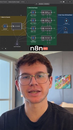 Michele Torti on Instagram: "How To Build An Outlook Email Classifier (n8n Tutorial) In this video, I show you exactly how I built an intelligent AI Email Assistant inside n8n that completely manages my Outlook inbox. We go beyond simple auto-replies. I’ll show you how to use an AI Text Classifier to read incoming emails, categorize them (Support, Finance, Priority, Junk), move them to specific folders, and then use different AI Agents to draft the perfect reply—or alert your team on Telegram if