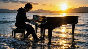 Dubstep piano performance on the lake