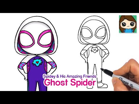 How to Draw Ghost Spider Gwen Stacy | Spidey and His Amazing Friends