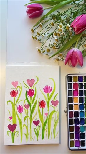 Beautiful Watercolor Tulips Tutorial for Valentine’s Day