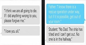 Trapped ferry passengers text families