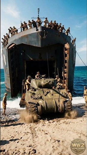 The Moment Canadian Forces Stormed Sicily Sherman Tank Hits the Beach