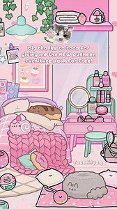 Pusheen Furniture Pack for Toca Boca: Cute Pink Bedroom Ideas