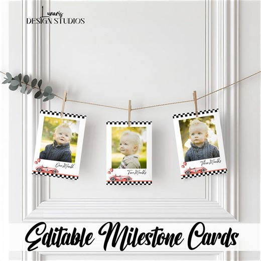 Two Fast Milestone Cards, Race Car Birthday Milestone Cards Template, Editable Birthday Decor, 2nd Birthday Boy Party Decorations S012 - Etsy