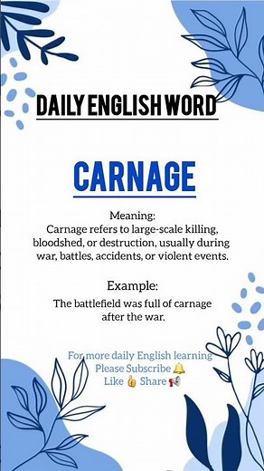 Carnage Meaning in English | Daily English Word #shorts, #dailyEnglishdose, #English