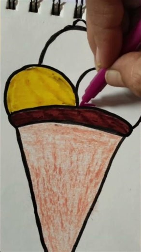 Ice Cream Drawing, How to draw a cute Ice cream with colour easy step by step drawing for beginners