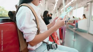 Beautiful tourist woman on vacation sightseeing and exploring Bangkok city, Thailand, Holidays and traveling concept