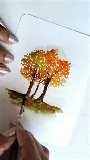 1.9K views · 341 reactions | Autumn trees in loose impressionistic style of watercolour. Yes, Van Gogh is my fave artist. Happy painting, y'all! - - #claricegomesdesigns #autumntrees #loosewatercolour #tutorial #learntopaint #paintingtrees | Clarice Gomes Designs | Facebook