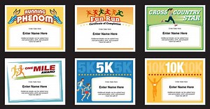 Six Editable Running Certificates - Award Templates For Runners
