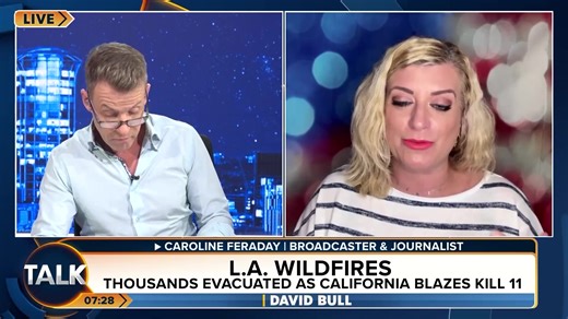4.3K views · 45 reactions | “It’s a scene of abject horror, like something out of a movie." Wildfires in Los Angeles have killed 10 people and destroyed around 10,000 homes and buildings. Over 180,000 residents have been ordered to evacuate as strong winds fuel rapidly spreading fires. | TalkTVUK | Facebook