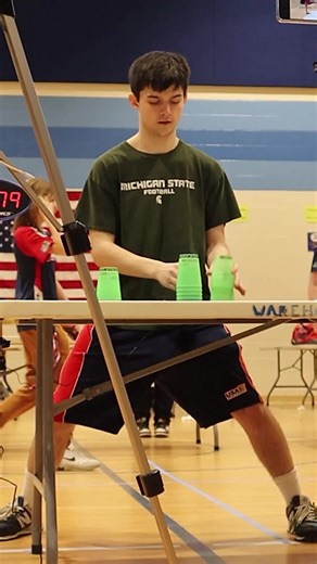 Cup stacking world champion goes for first place