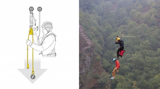 JAG RESCUE KIT - Petzl's solution for pick offs and lowers. A ready-to-use reversible rescue kit designed to easily pick off and lower a subject. The kit contains a JAG SYSTEM, a RING OPEN gated ring, an I’D S descender, a CONNEXION FIXE 150 cm anchor strap, a BUCKET bag and an AXIS 11 mm rope with two sewn terminations. | Petzl