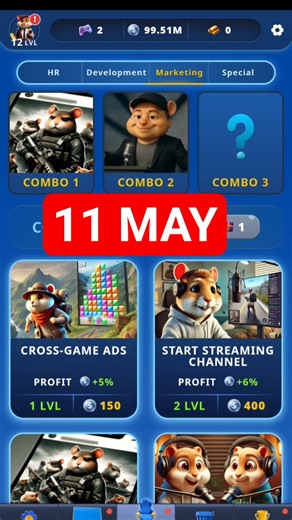 Hamster Kombat Game Dev Daily Combo | 11 May Hamster Kombat Daily Combo | Hamster Daily Combo