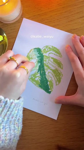 How to Draw a Monstera Leaf in Oil Pastel