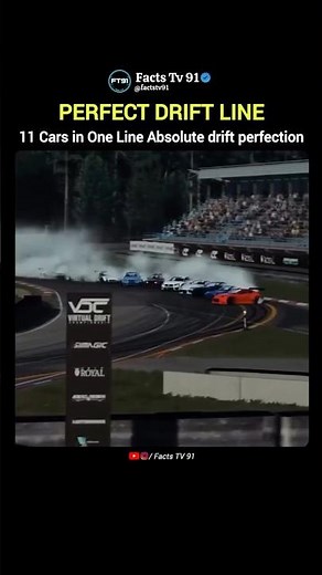 11 Cars Drifting in Perfect Synchronization