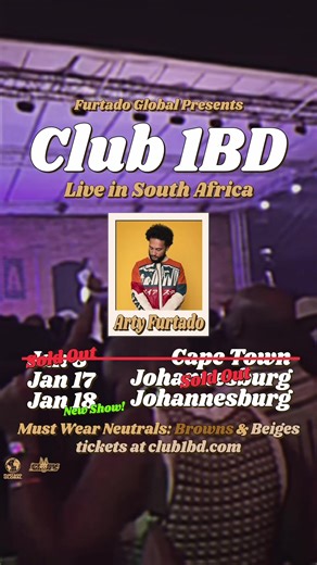 🇿🇦 Jozi you asked, we listened. We’ve added a second show 🔥 📅 January 18 📍 Back at @MAMAKASHAKA w/ @Arty Furtado friends 👡 Dress Code: Neutrals, beige & browns only 🤎 🎟️ Night 2 tickets available now 🔗 link in bio! Cape Town showed out! We can't wait to party in Joburg with you 🫶🏾 #SouthAfrica #Jozi #Club1BD #HouseParty #Johannesburg