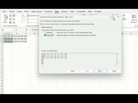 Converting text to columns in Excel