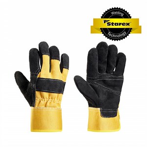 [Hot Item] Black Double Palm Anti Abrasion Welding Gloves Working Rigger Gloves Cow Leather Gloves Work Labor Gloves