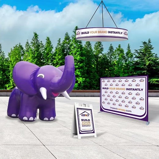 Custom Canopy Tents from 10x10 to 10x20 with Your Logo on Walls, Flags, Table Covers and Inflatables