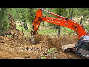 Excavator Clearing Massive Forest Tree and Mud to Build a Village Road | Road Making Process – 3