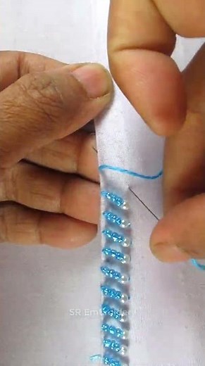 💥Satisfying border design👌with elegant pearl beads embroidery #shorts #trending #embroidery #art