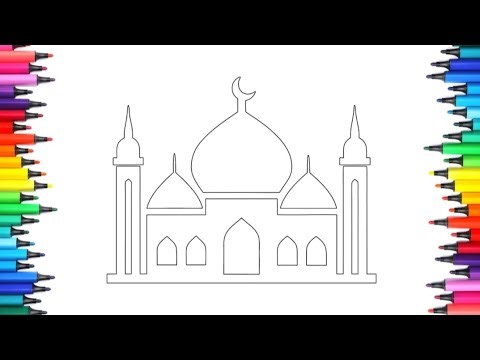 #How to draw and color Masjid easy way of coloring_painting made for kids and toddlers 🎨