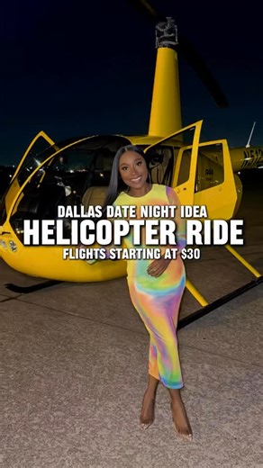 Helicopter Ride Over Dallas 🚁 A late night helicopter flight over Dallas with Leading Edge Helicopters needs to be on your bucketlist! We got to see the city lights from a different perspective. They have packages for special occasions and for every budget. This makes the perfect first date 🥰 🧾 Prices: 🚁 Intro Flight: $30 🏎 Flight Over Andretti: $60 🎢 Flight Over Six Flags & AT&T Stadium: $100 🌊 Flight Over Mountain Creek: $150 🌆 Flight Over Downtown Fort Worth: $200 🌃 Flight Over Downt
