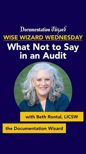 What NOT to say in an audit… If you need documentation help that will pass audits, you found the right person. check out my Essential Documentation for Psychotherapists Training Link in bio or http://bit.ly/dw-online-training 🔗 #documentationwizard #audit #insurance #therapistsofinstagram #socialworker #therapisttips #privatepractice #wisewizardwednesday | Documentation Wizard