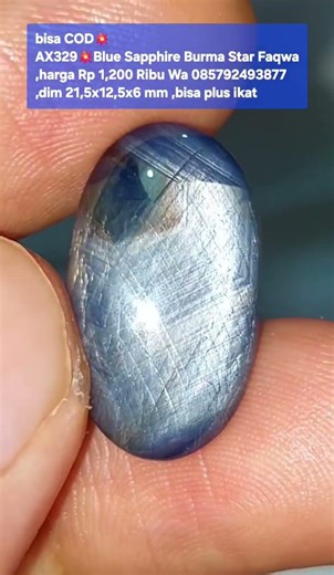 bisa COD💥AX329💥Blue Sapphire Burma Star Faqwa,harga Rp 1,200 Ribu Wa 085792493877,dim 21,5x12,5x6