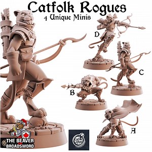 Catfolk Rogues Mini Set | Dnd Miniature, Premium Resin, Durable and Tough for Your TTRPG and Wargaming! 32mm, 28mm, Tabaxi, Ranger, Thief - Etsy