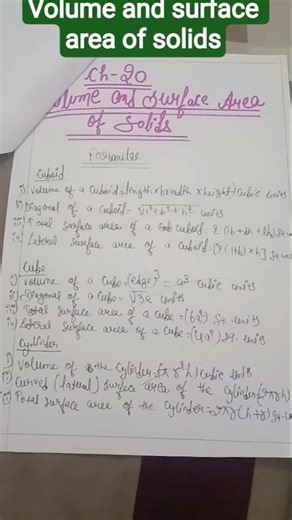 volume and surface area of solids formula 😏#viral #maths #education