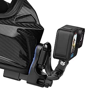 Motorcycle Helmet Chin Mount for GoPro Hero 13 12 11 10 9 8 7 - Compatible with Insta360 & DJI Osmo Action - No Glue Scratch-Free 180° Rotatable Quick Release - Fits Full-Face & Modular Helmets